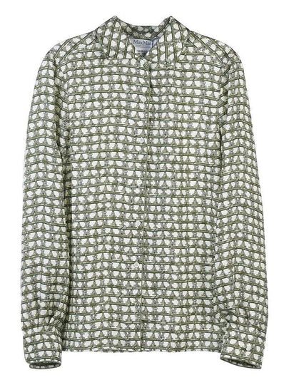 Geometric Pattern Silk Long Sleeve Shirt Natural Green - MAX MARA - BALAAN 2