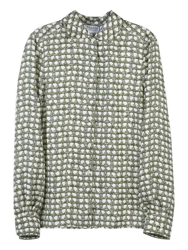 Geometric Pattern Silk Long Sleeve Shirt Natural Green - MAX MARA - BALAAN 11