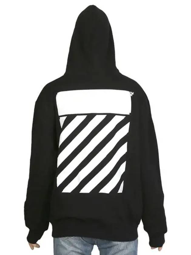 diagonal logo print hooded top black - OFF WHITE - BALAAN.