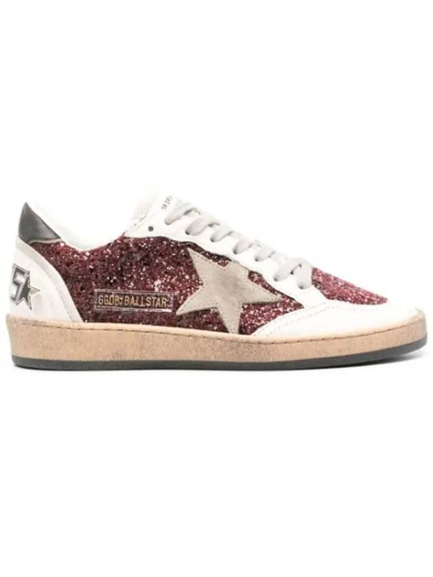 Ball Star Bordeaux Glitter Low Top Sneakers Red - GOLDEN GOOSE - BALAAN 2