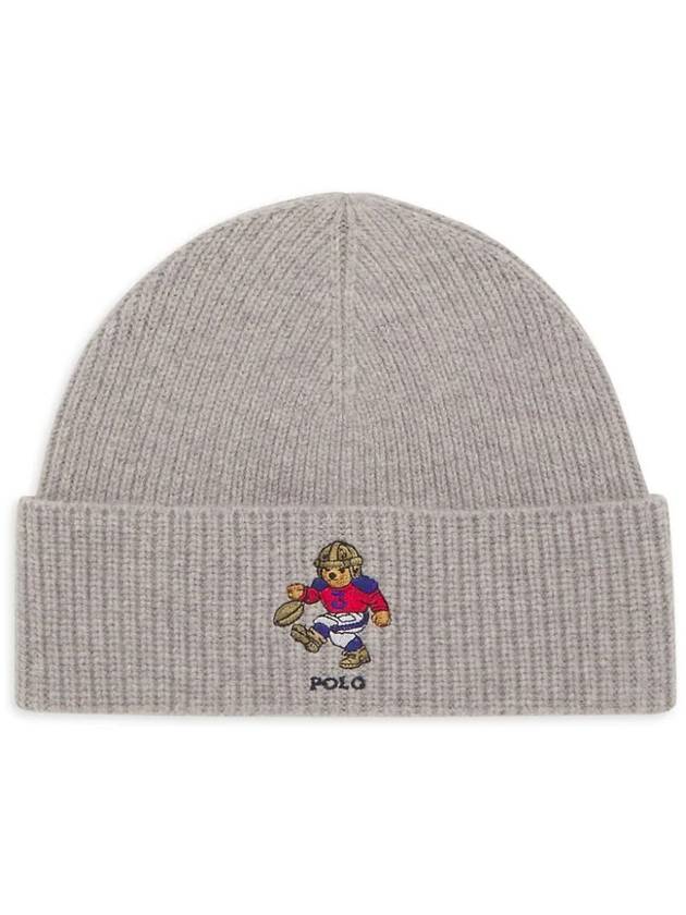 Bear Merino Wool Beanie Grey - POLO RALPH LAUREN - BALAAN 2