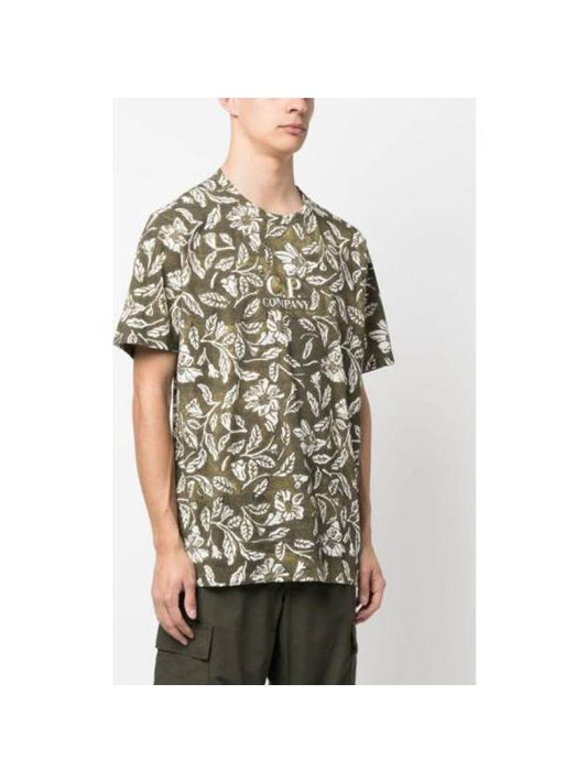 Floral Short Sleeve T-Shirt Green - CP COMPANY - BALAAN 1