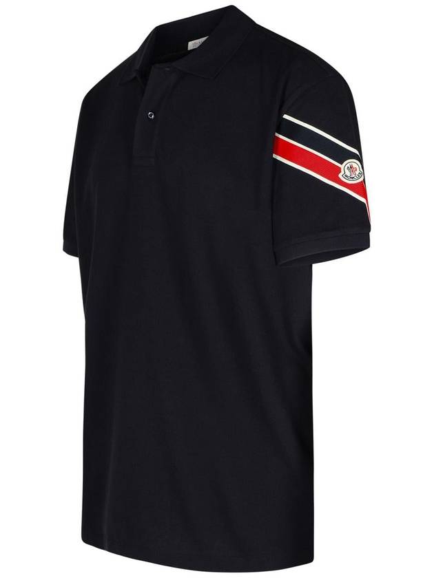 Moncler Navy Cotton Polo Shirt - MONCLER - BALAAN 2