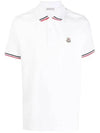 Logo Patch Three-Line Collar Short Sleeve Polo Shirt White - MONCLER - BALAAN 3