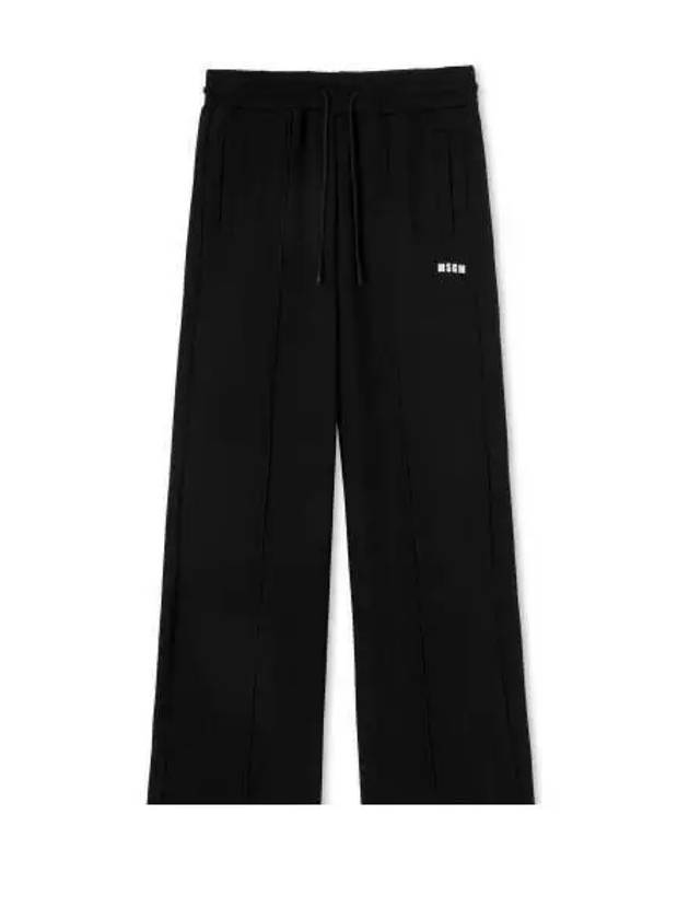 Mini Logo Cotton Wide Pants Black - MSGM - BALAAN 2