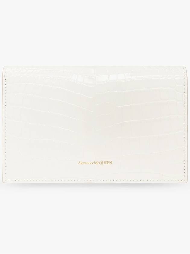 Gold Hardware Skull Crocodile Leather Small Shoulder Bag White - ALEXANDER MCQUEEN - BALAAN 4