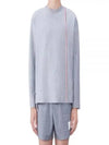 RWB Striped Cotton Long Sleeve T-Shirt Grey - THOM BROWNE - BALAAN 2