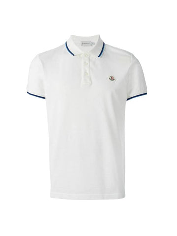 Men's Logo Three Stripes Point Short Sleeve Polo Shirt White - MONCLER - BALAAN 1