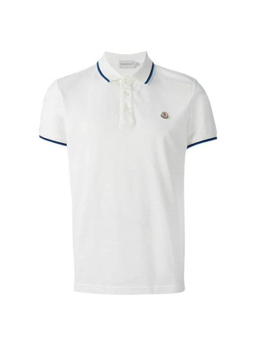 Men's Logo Patch PK Shirt White White - MONCLER - BALAAN.