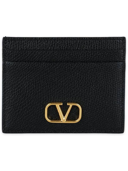 V Logo Signature Card Wallet Black - VALENTINO - BALAAN 2