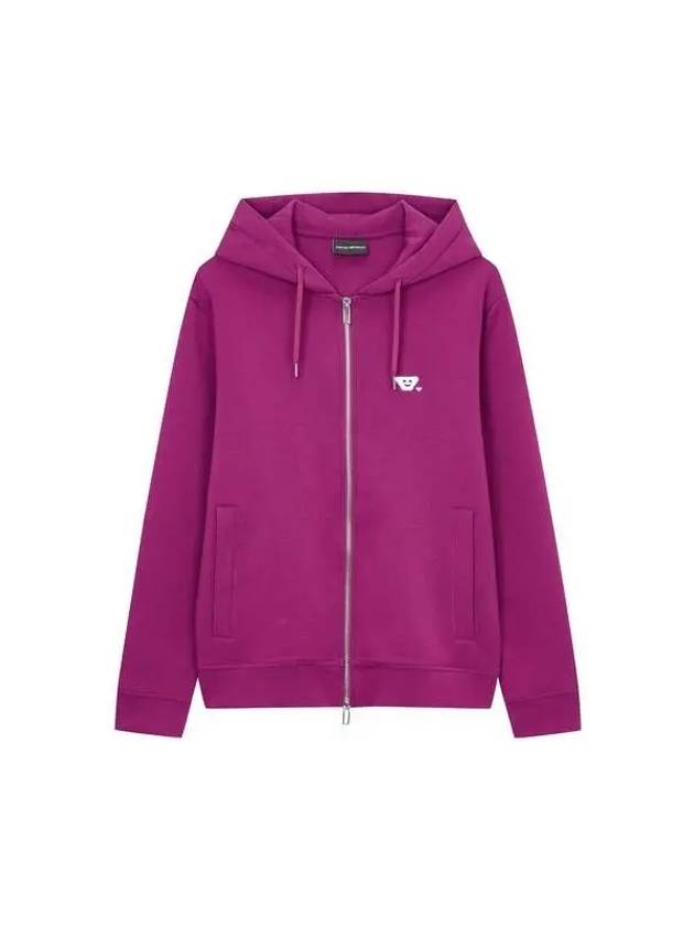 Men s Face Embroidery Soft Hooded Zip Up Royal Purple 270987 - EMPORIO ARMANI - BALAAN 1