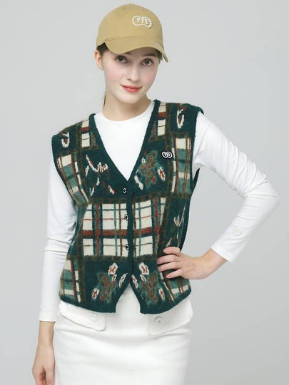 Doyou Know MC Women s Ethnic Pattern Wool Green Open Vest DO6242KT14 1 - DOYOUKNOWMC GOLF WEAR - BALAAN 2