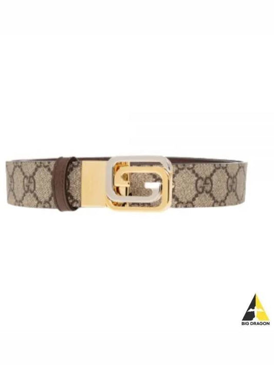 Square Interlocking GG Buckle Leather Belt Beige - GUCCI - BALAAN 2