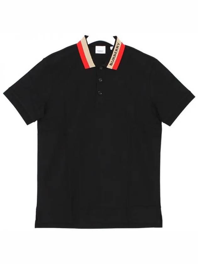 Logo Stripe Short Sleeve Polo Shirt Black - BURBERRY - BALAAN 2