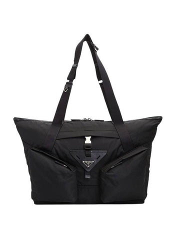 Re-Nylon Leather Travel Tote Bag Black - PRADA - BALAAN 1