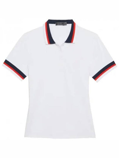 Women's Pleated Collar Tech Short Sleeve Polo Shirt White - G/FORE - BALAAN 2