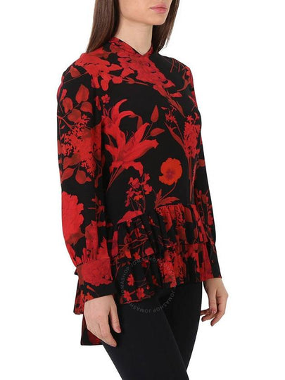 Valentino Floral Print Pleated Trim Blouse, Brand Size 36 (US Size 2) - VALENTINO - BALAAN 2