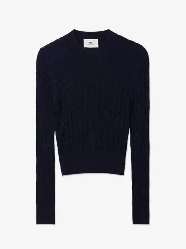 Cable Knit Top Navy - AMI - BALAAN 2