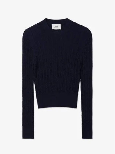 Cable Knit Top Navy - AMI - BALAAN 2