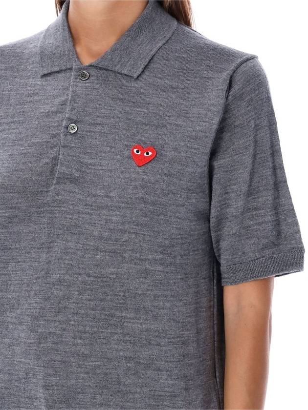 Comme Des Garçons Play Red Heart Knit Polo Shirt - COMME DES GARCONS PLAY - BALAAN 3