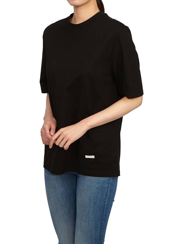 Crew Neck Cotton Short Sleeve T-shirt Black - JIL SANDER - BALAAN 5