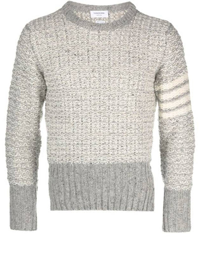 4 Bar Stripe Melange Effect Wool Knit Top Grey - THOM BROWNE - BALAAN 2