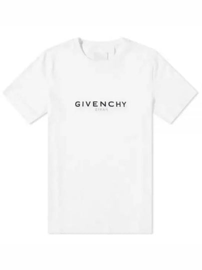 Men's Reverse Logo Round Slim Short Sleeve T-Shirt White - GIVENCHY - BALAAN 2