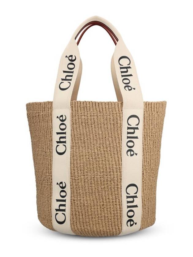 Large Woody Basket Tote Bag White Beige - CHLOE - BALAAN 3