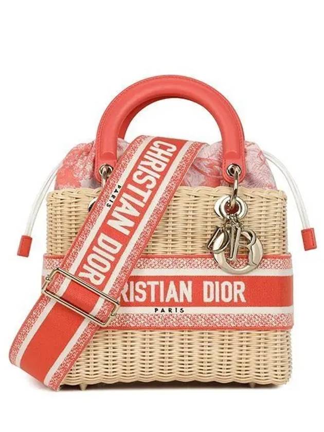 Dioriviera Lady Medium Natural Wicker Tote Bag Red - DIOR - BALAAN 2