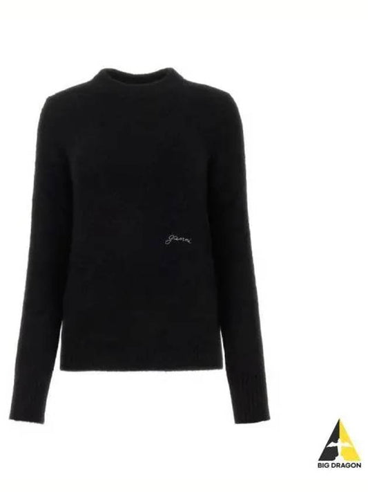 Alpaca Wool Blend Knit Top Black - GANNI - BALAAN 2