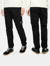 Logo Patch Cargo Cotton Straight Pants Black - STONE ISLAND - BALAAN 3