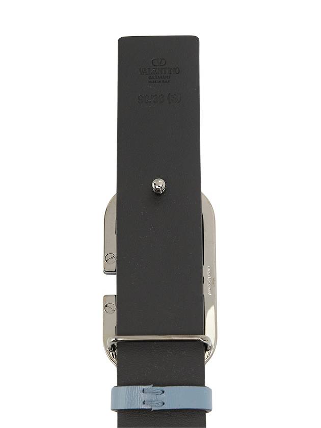 V Logo Signature Leather Belt Blue - VALENTINO - BALAAN 6