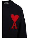 Intarsia Big Heart Logo Wool Knit Top Black - AMI - BALAAN 4