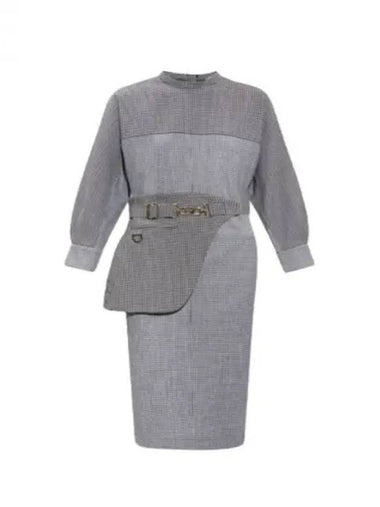 Check pattern belted dress gray FDB877 AKSM - FENDI - BALAAN 1