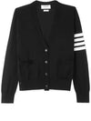 4 Bar Relaxed Fit Fine Merino Wool Cardigan Black - THOM BROWNE - BALAAN 3