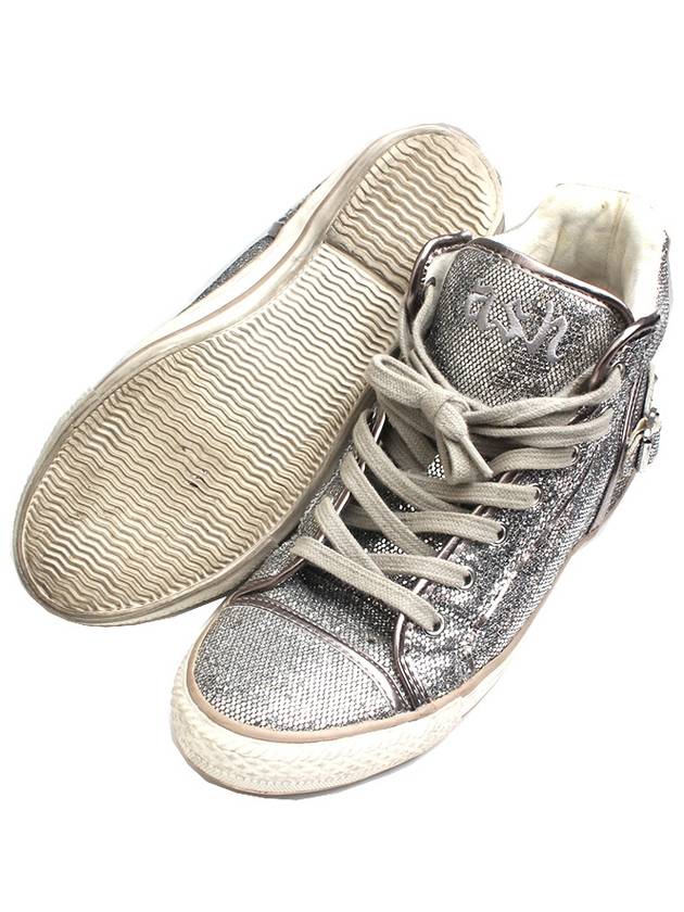 Silver glitter high neck sneakers 37 - ASH - BALAAN 3