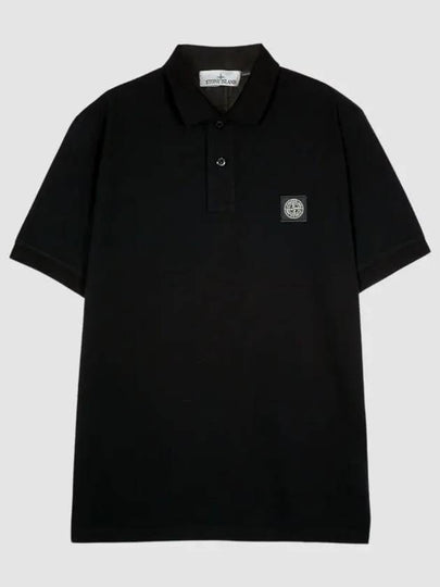 Organic Cotton Elastane Pique Polo Shirt Black - STONE ISLAND - BALAAN 2