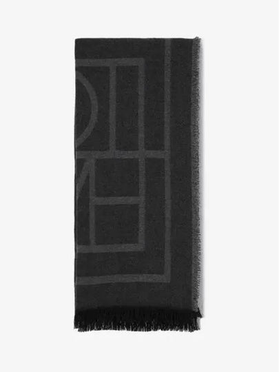 Monogram Wool Cashmere Scarf Black - TOTEME - BALAAN 2