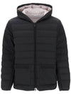 Poly Twill Rib 4-Bar Down Hoodie Jacket Charcoal - THOM BROWNE - BALAAN 1