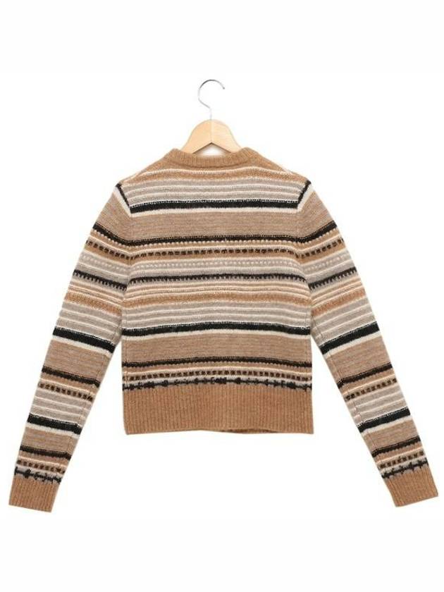 Striped Soft Wool Knit Cardigan Brown - GANNI - BALAAN 3