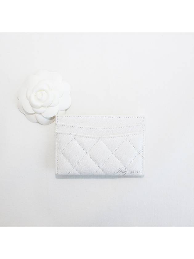 Women's Classic Gold Hardware Caviar Card Wallet White - CHANEL - BALAAN 6