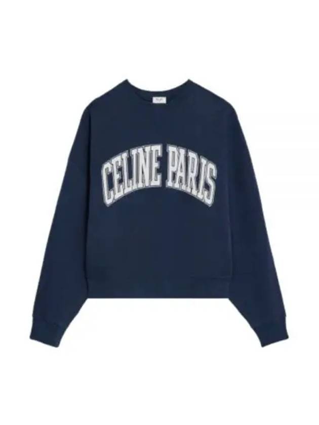 Logo Print Oversized Cotton Sweatshirt Navy - CELINE - BALAAN 2