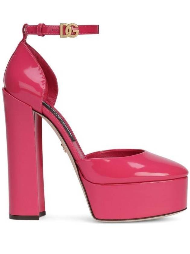 Women's Polished Calfskin Sandals Heel Pink - DOLCE&GABBANA - BALAAN 1