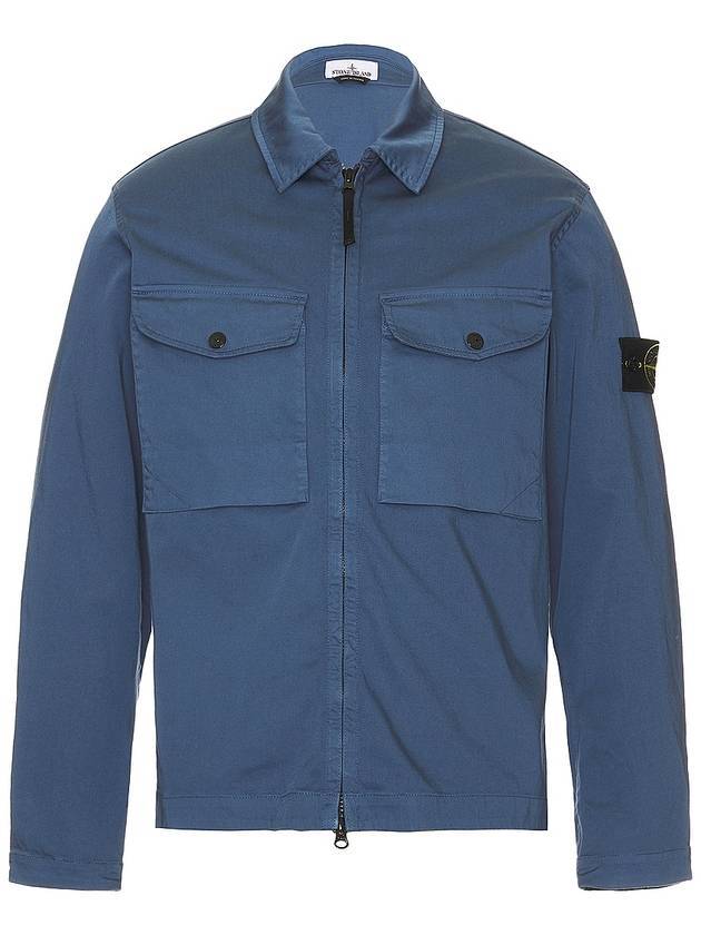 Two-pocket Overshirt Zip-up Jacket Dark Blue - STONE ISLAND - BALAAN 1