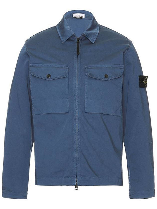 Two-pocket Overshirt Zip-up Jacket Dark Blue - STONE ISLAND - BALAAN 1