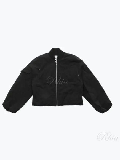 Drop Oversized Zipper Twill Bomber Jacket Black - GANNI - BALAAN 2