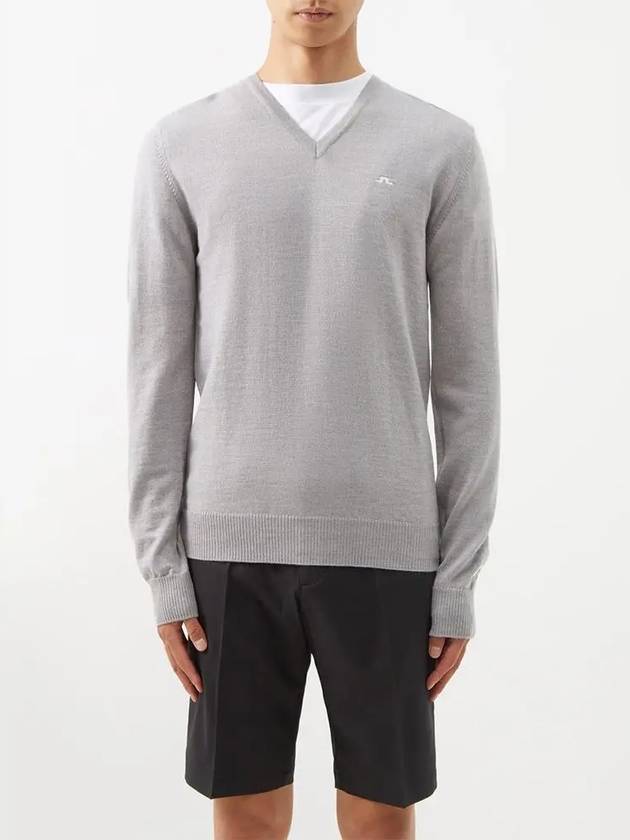 Lehman Golf Merino Wool V-Neck Knit Sweater Gray GMKW07015 - J.LINDEBERG - BALAAN 2