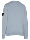 Compass Motif Crew Neck Regular Fit Cotton Knit Top Blue - STONE ISLAND - BALAAN 3