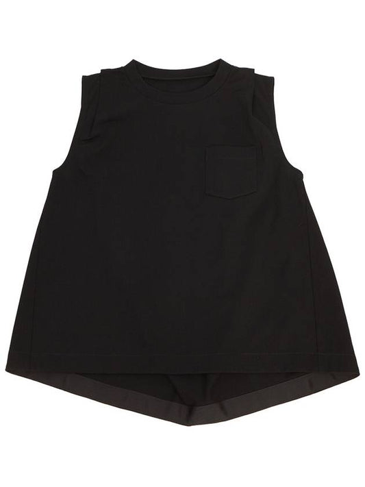 Pleats Detail Cotton Sleeveless Black - SACAI - BALAAN 2