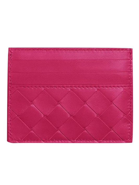 Intrecciato Lambskin 3-tier Card Wallet Cranberry - BOTTEGA VENETA - BALAAN.